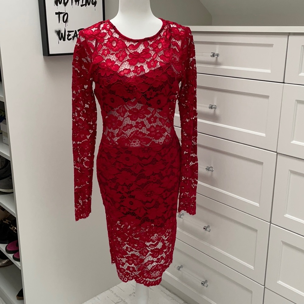 Lovers & Friends red lace dress, Size M